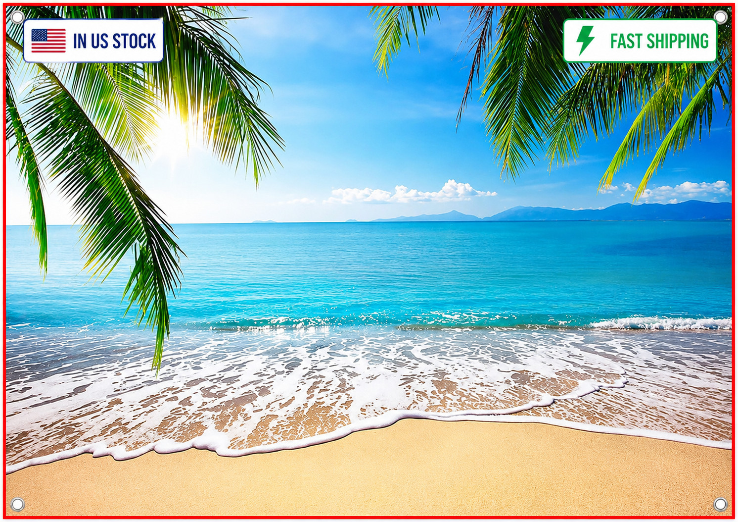 7x5ft Fabric Summer Hawaii Beach Photography Backdrop Tropical Seaside Palm T…