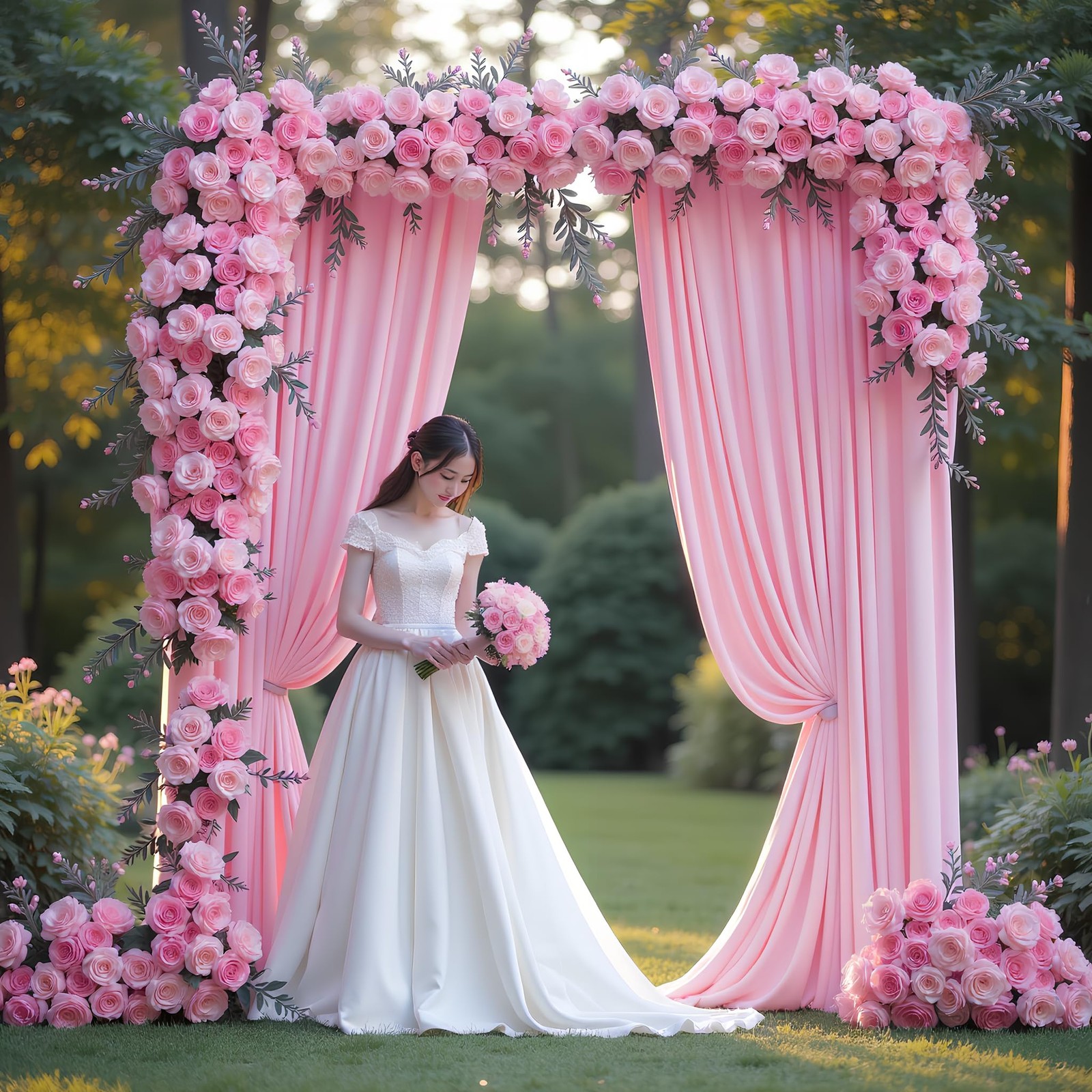 2 Panels 10×8 Ft Pink Backdrop Curtains Polyester Fabric Drapes With Rod Pocket