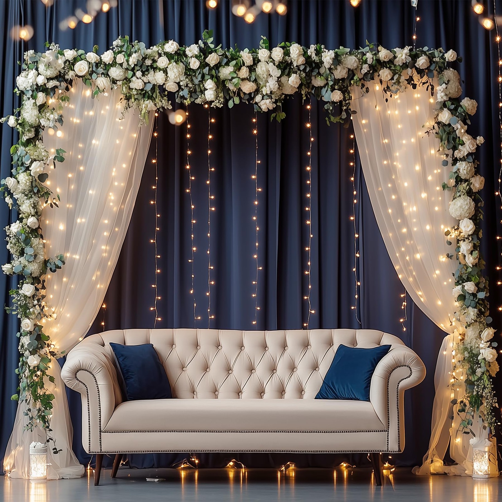 50ftx12ft Navy Blue Backdrop Curtains for W5′ x H12′(10 panels), navy blue