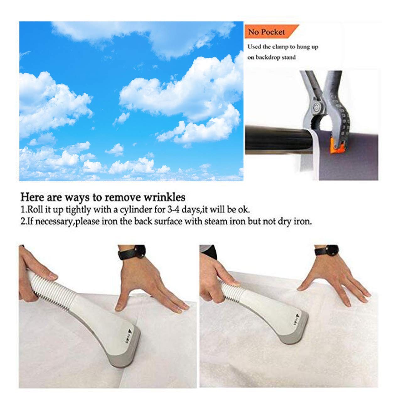 Blue Sky White Clouds Theme Photography Backdrops 7x5ft 7x5ft, Blue,White