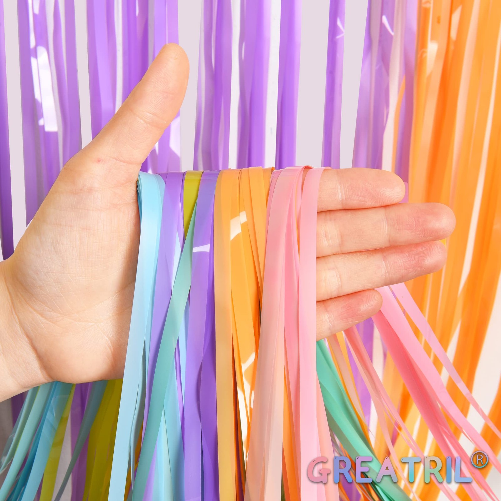 Pastel Tinsel Curtain Party Backdrop – GREATRIL Color One Size,