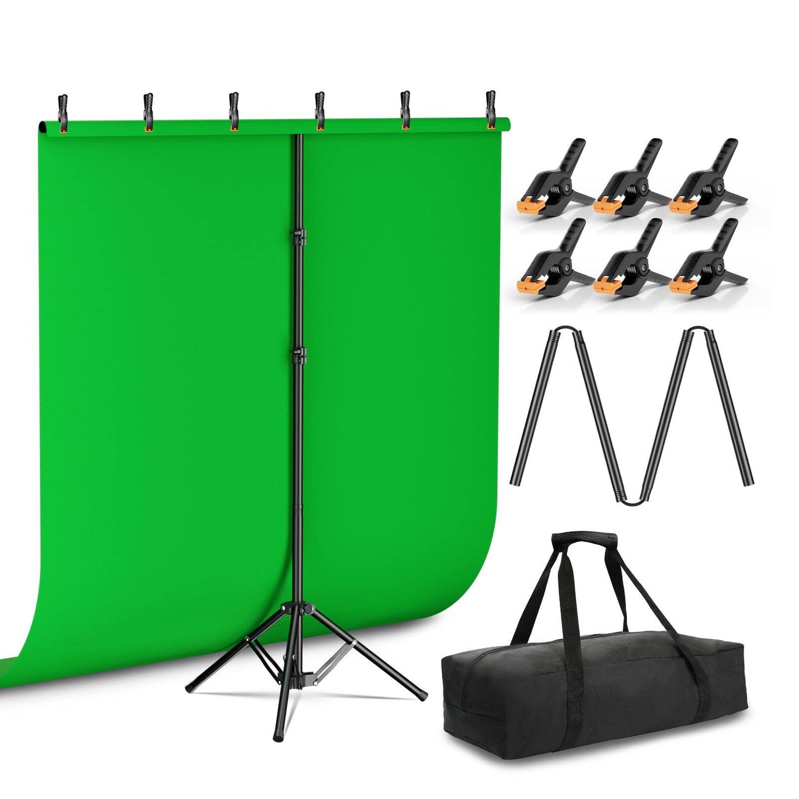 Green Screen Backdrop Kit with Reverse Folding Base, 5×6.5ft Photo Greenscree…