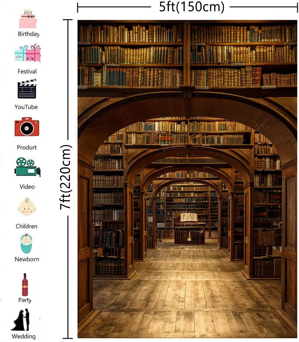 5X7Ft Wizard School Backdrop Magic Library Photography Background for Portrait P