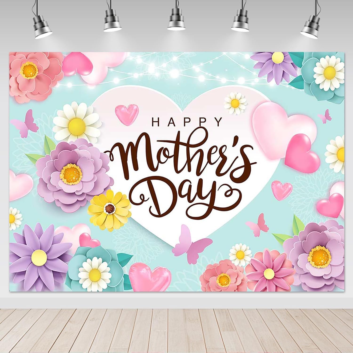 Happy Mother’s Day Backdrop 7x5ft Mother’s Day Floral Background Mother’s Day Pa