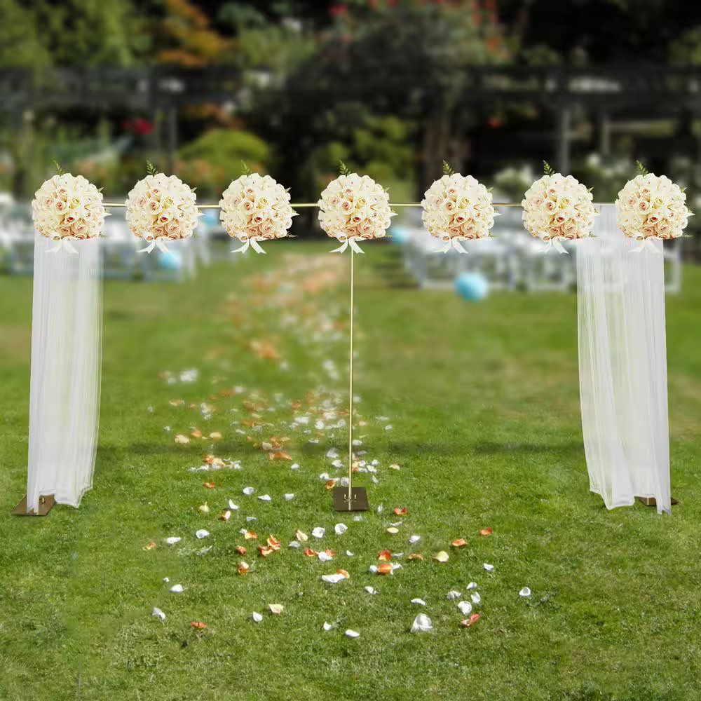 118.2 In. X 236.4 In. Heavy-Duty Wedding Backdrop Stand Kit with Metal Steel Bas