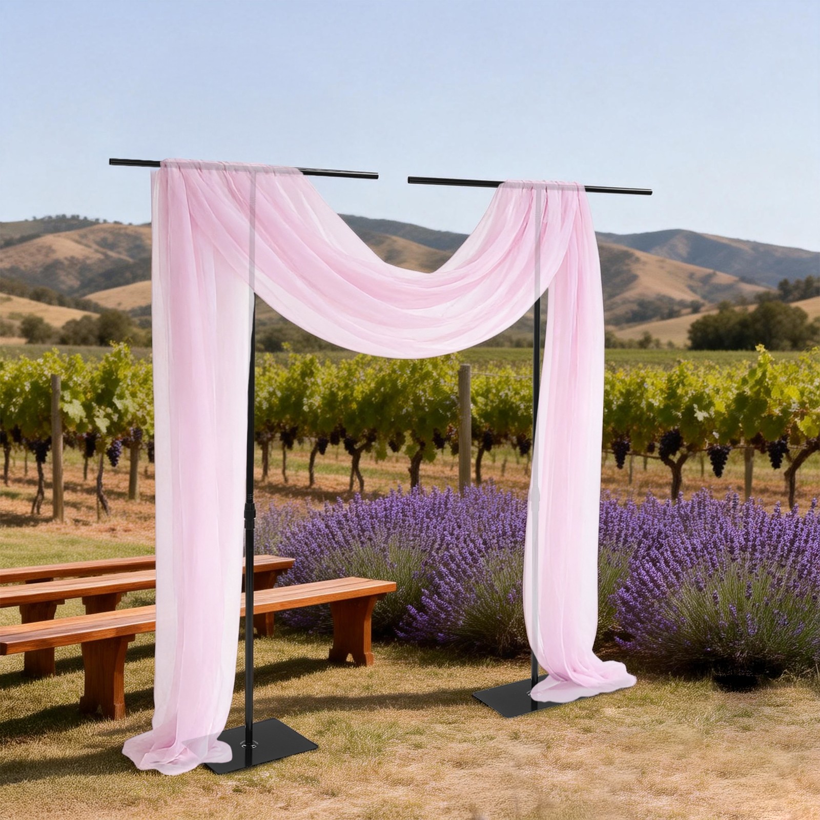 Adjustable Height Backdrop Stands , 2 Pcs Wedding Backdrop Stands For Weddings