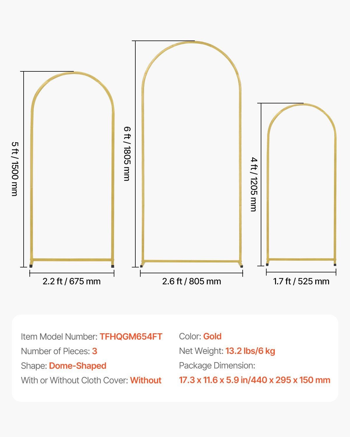 Set of 3 Metal Arch Backdrop Stands w/ Carrying Case – Wedding Party Decorations