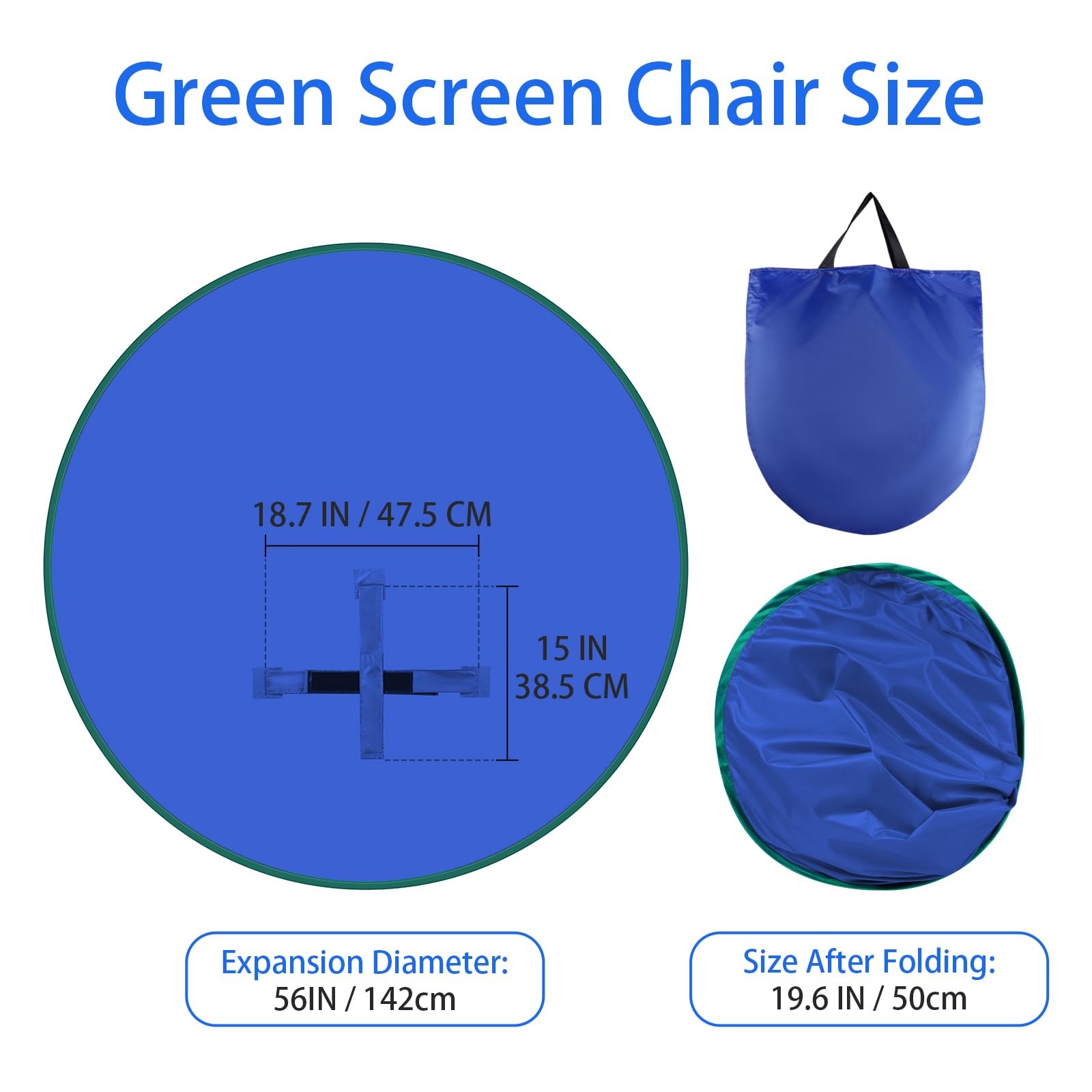 Portable Green Screen – 56″ Greenscreen Backdrop with Stand & Reversible Blue…