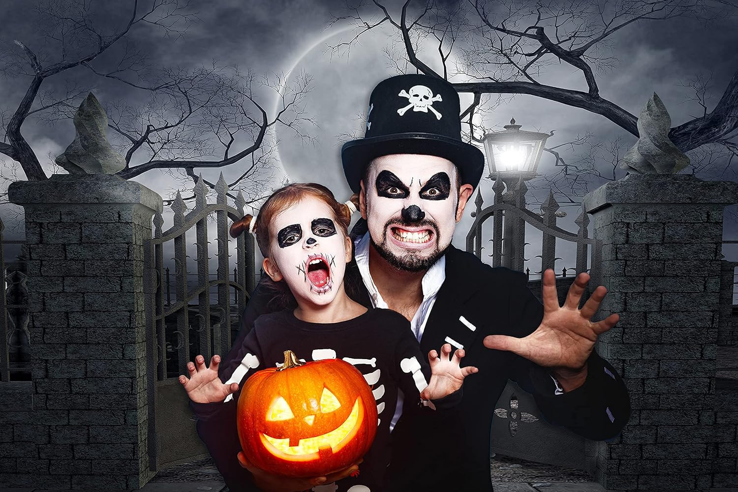 Halloween Night Full Moon Backdrop Gloomy Woods Graveyard Photography Background