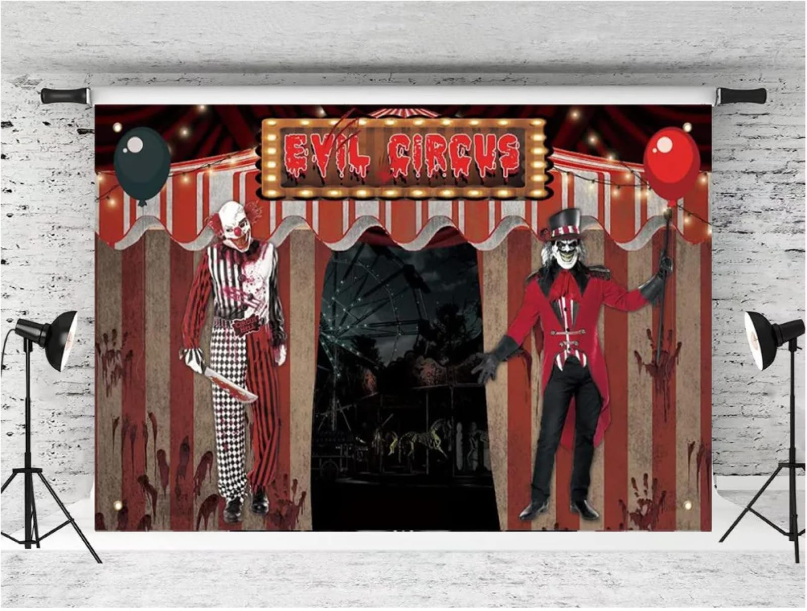 Halloween Backdrop Evil Circus Theme Horror Clown Carnival Birthday 7×5 FT