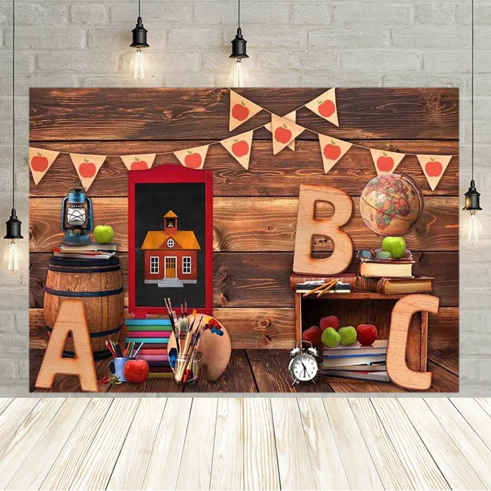 Welcome Back To School Backdrop Globe Pencil Book Classroom First Day 7×5 ft