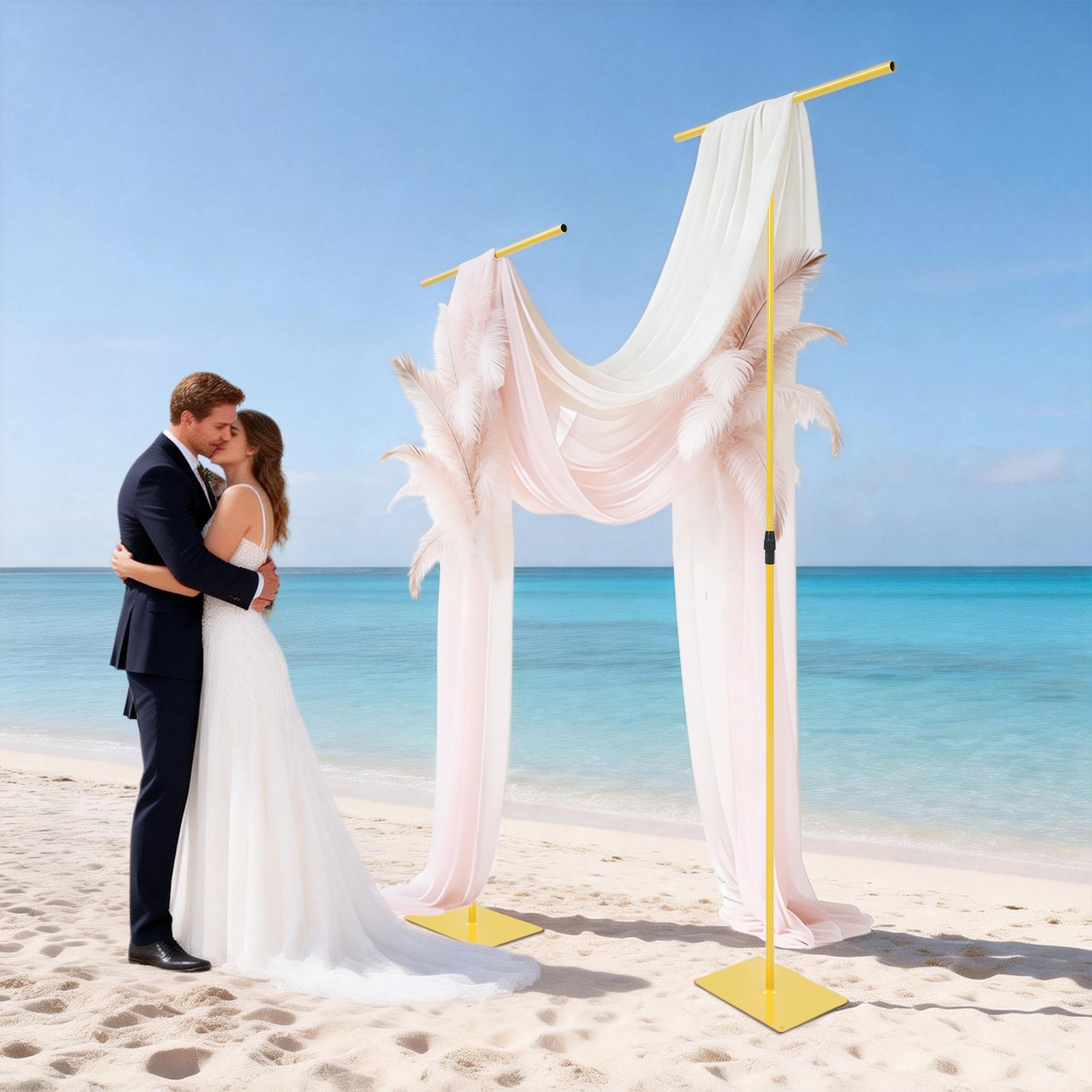 Backdrop Stands For Wedding 2 PCS Adjustable Height Backdrop Stands 80-240cm