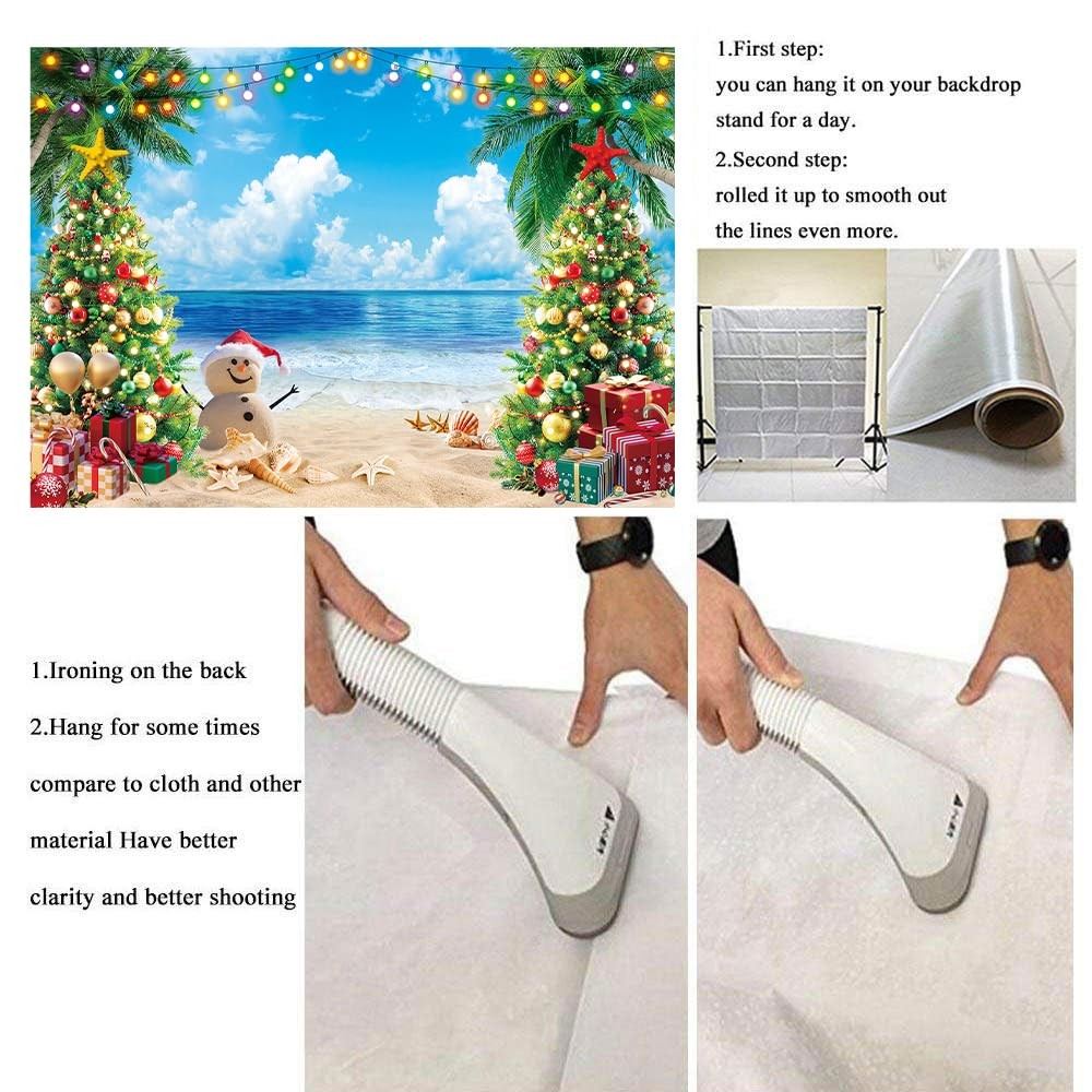 July Christmas Backdrop 7x5ft 210x150cm Tropical Beach Tree Photo Background
