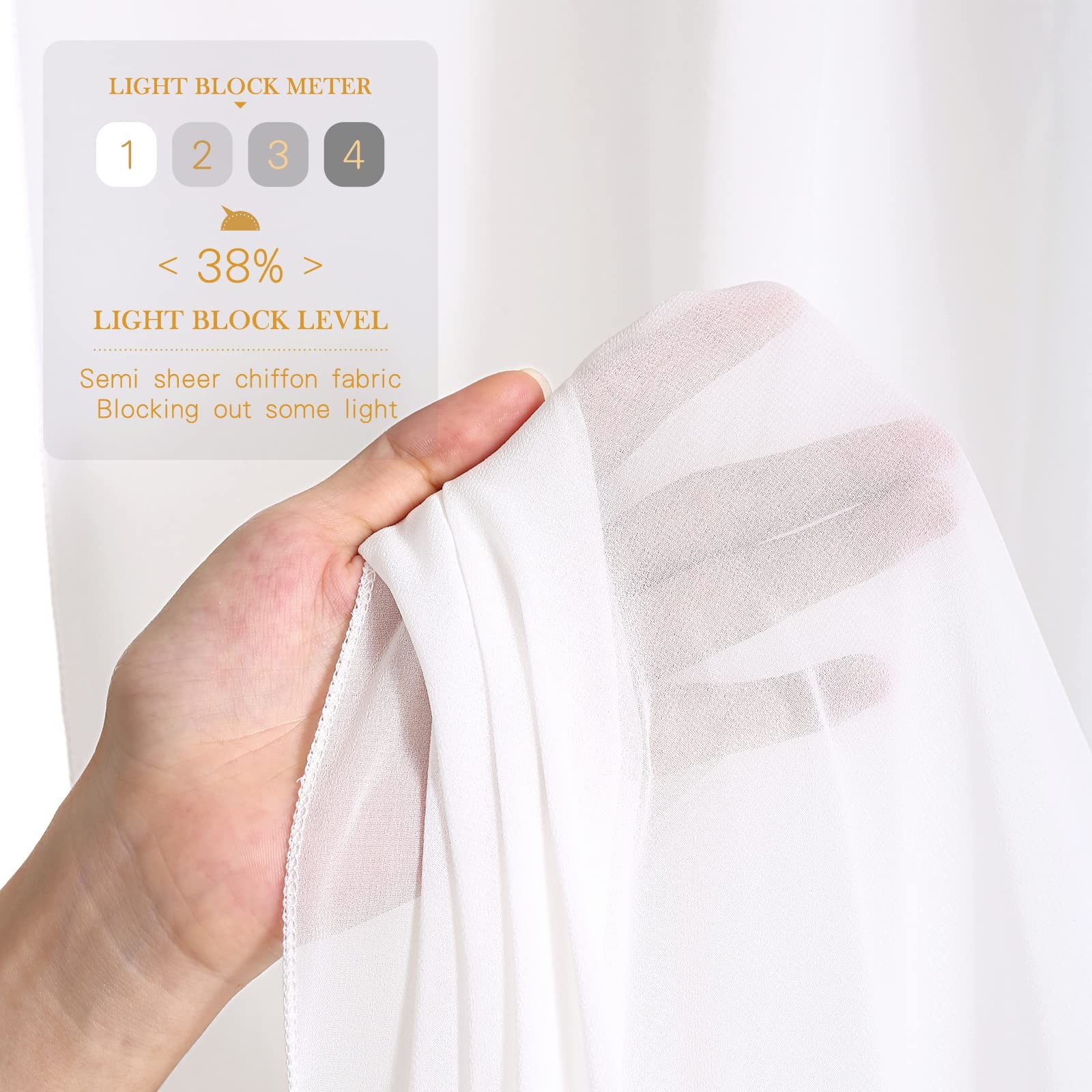 2 PCS 5x10FT White Chiffon Backdrop Curtain 10x10FT Photo Drape Party Decor