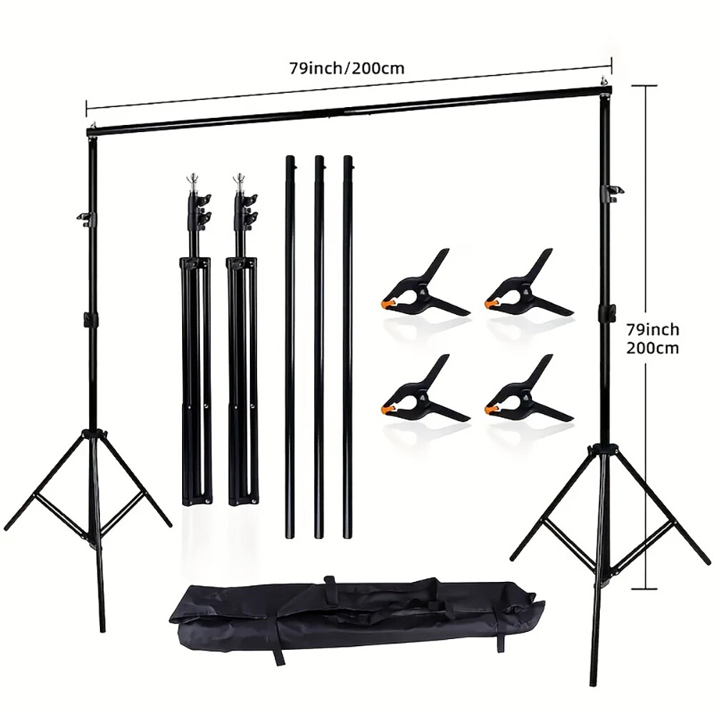 Photo Studio Backdrop Support System Adjustable Background Stand 6.56ft × 6.56ft