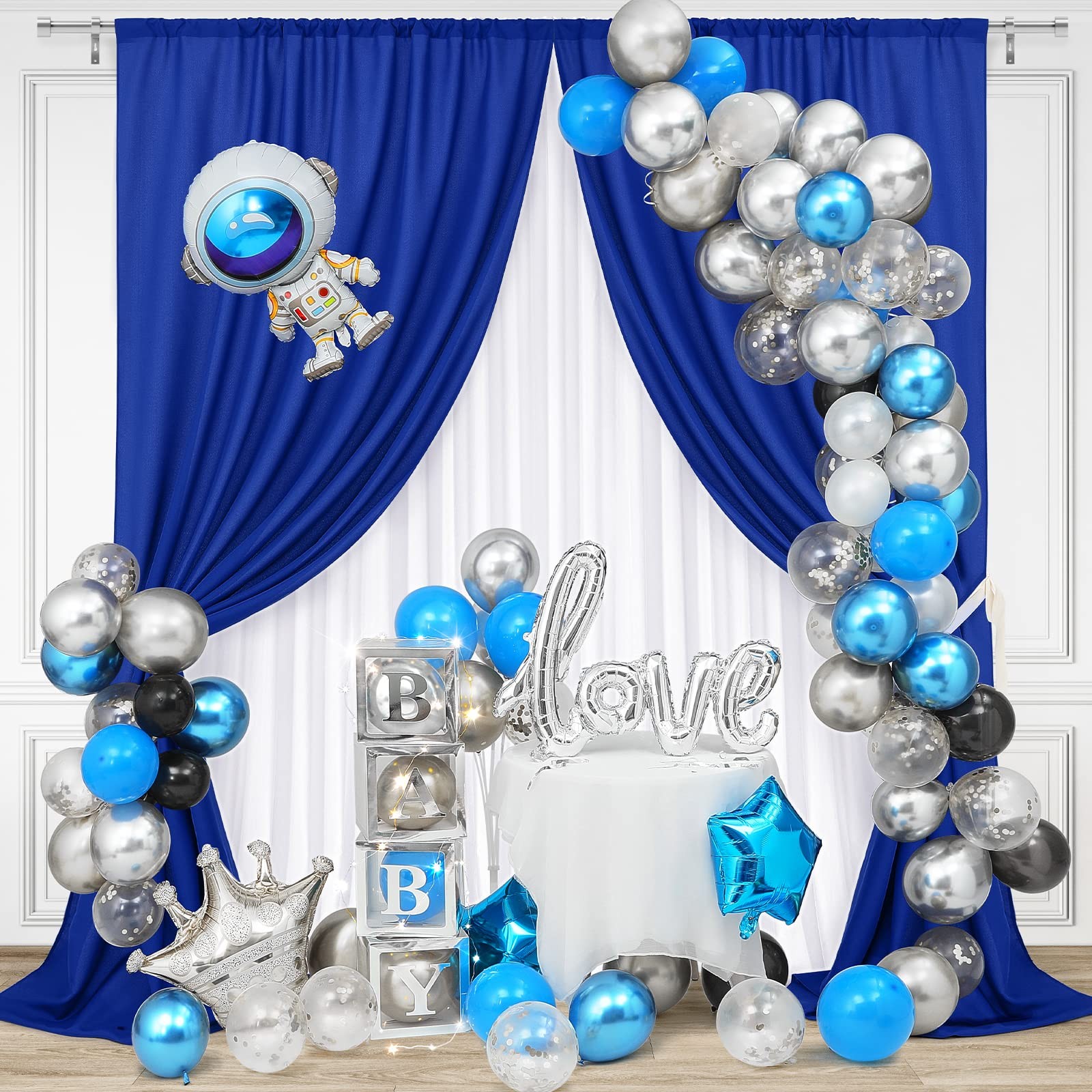 White Backdrop Curtains Party Polyester Photography Wedding Drapes 5x10ft 2 PCS