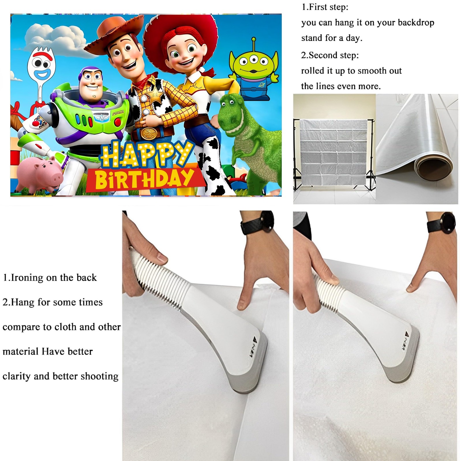 W-J Happy Birthday Backdrop Cartoon for Toy Inspired Story Birthday Party Sup…