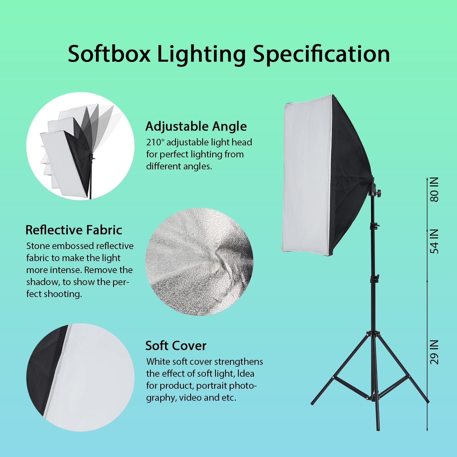 Photography Lighting Kit w/ 8.5x10ft Backdrop Stand System LED Umbrella Softbox