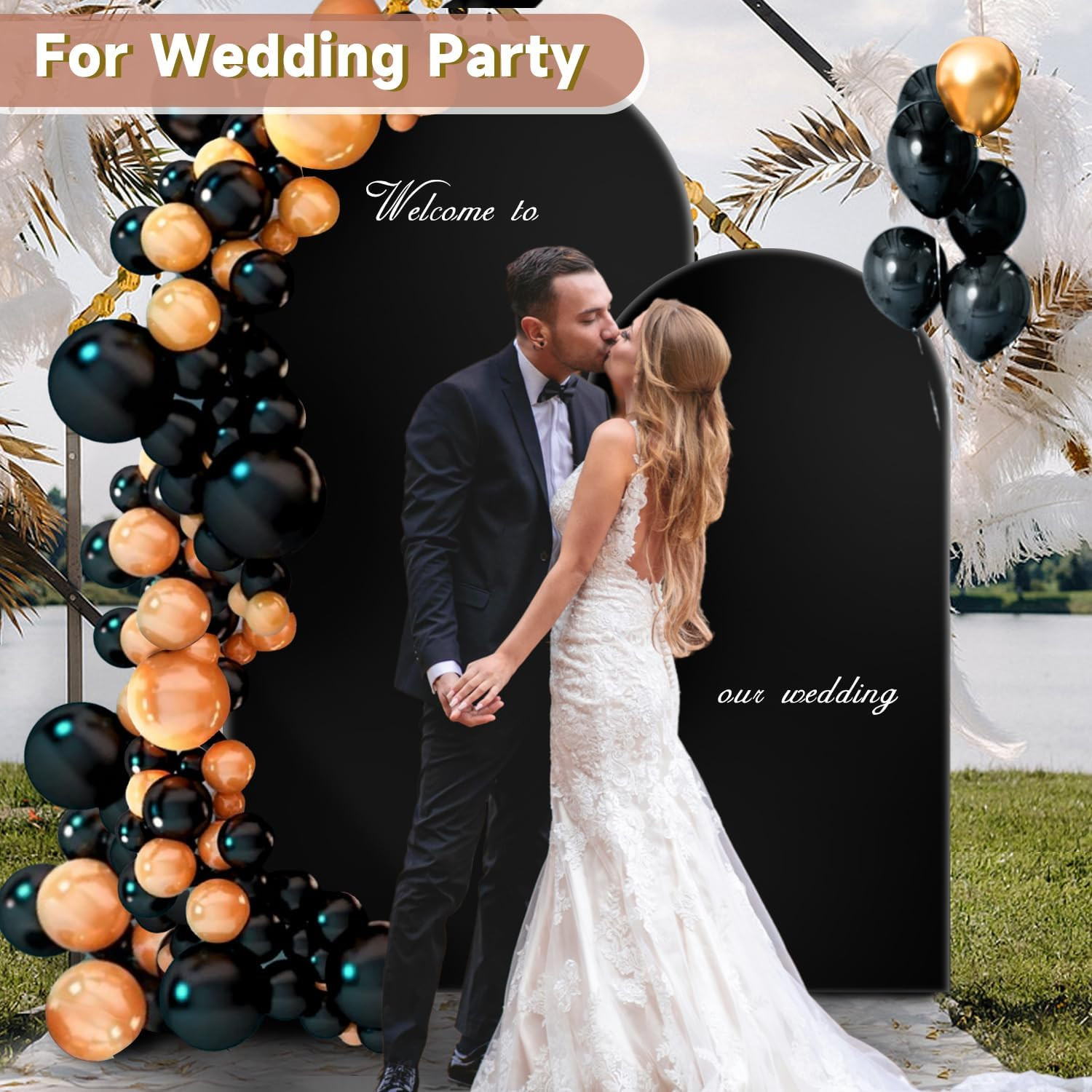 7.2 Ft Black Arch Backdrop Cover (No Arch Stand), Double-Sided Spandex Arch Cove