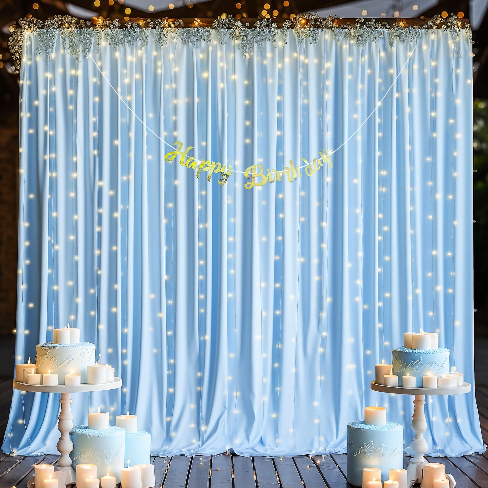 10x10ft Baby Blue Backdrop Curtain Wrinkle Free Light Blue Party Decor