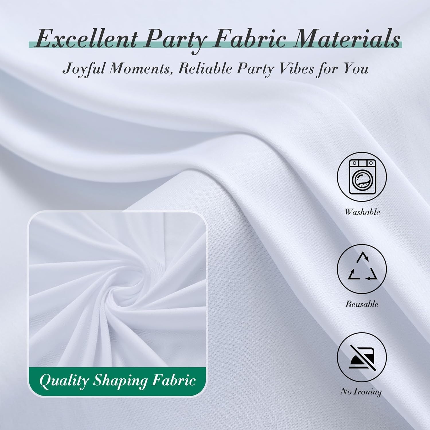 40 ft x 10 ft Wrinkle Free White Backdrop Curtain for Wedding Parties, Polyester