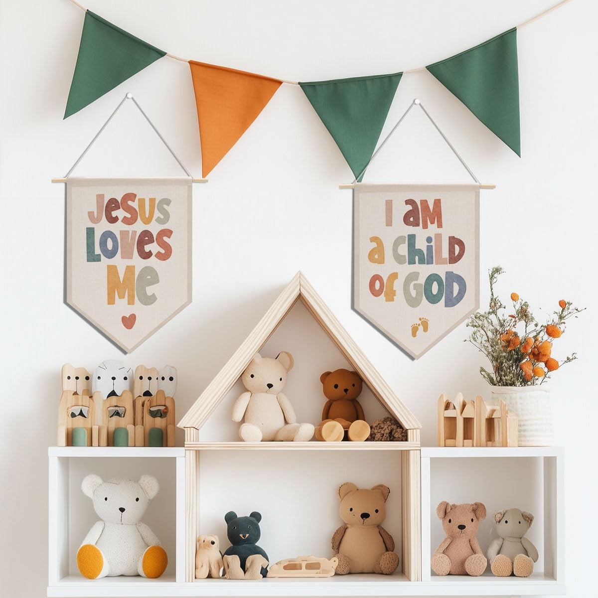 2 PCs Inspirational Bible Verse Boho Toddler Baby Room Nursery Wall Decor Chr…