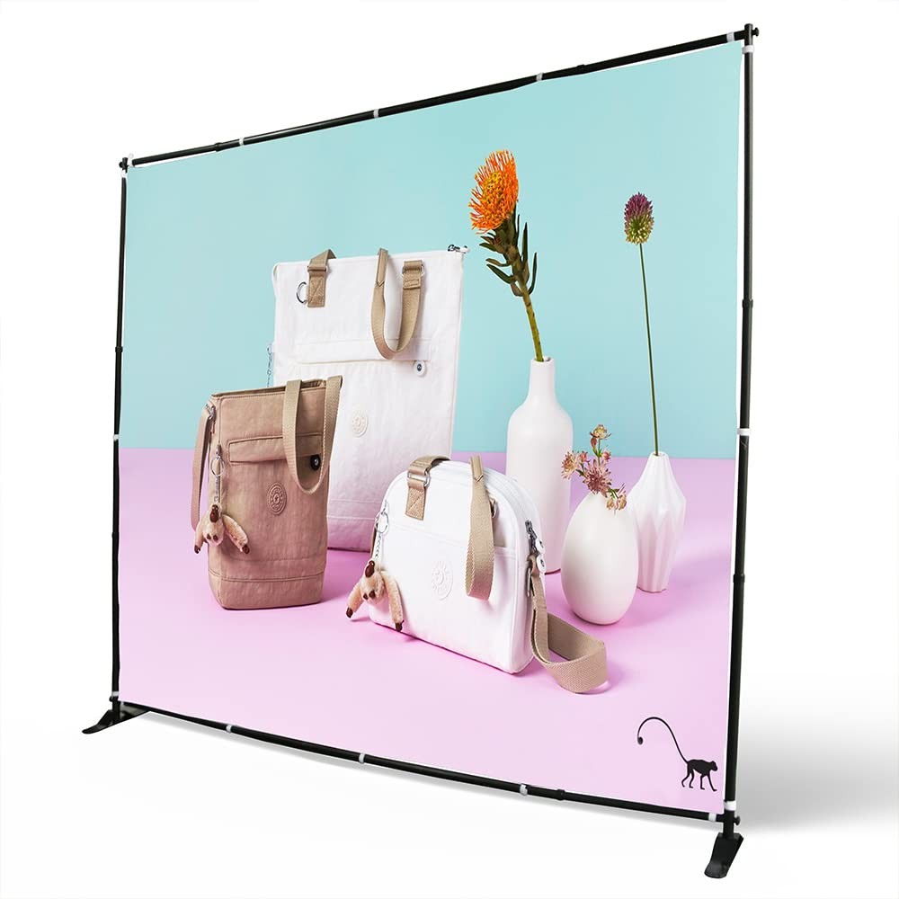 Backdrop Banner Stand 8 X 8 FT Adjustable Height Background Stand Step and Re…