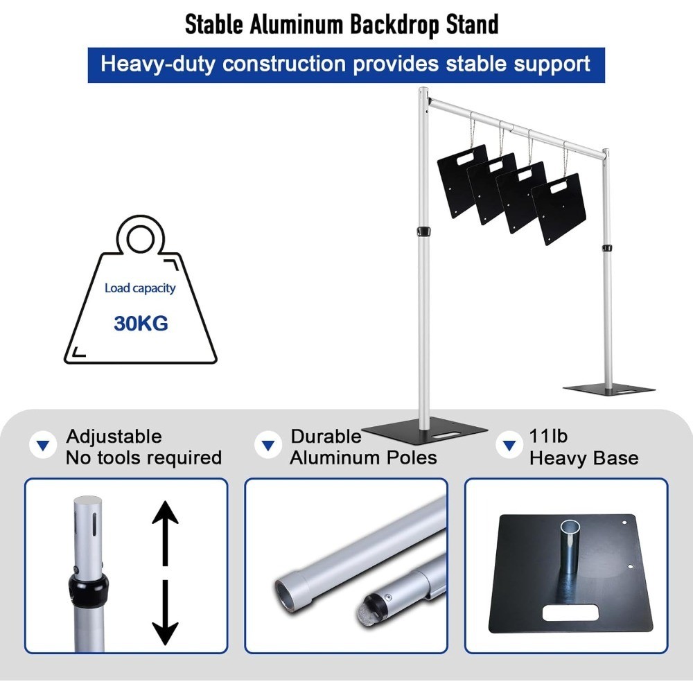 Heavy Duty Backdrop Stand 12x12ft Double Crossbar Pipe and Drape System for