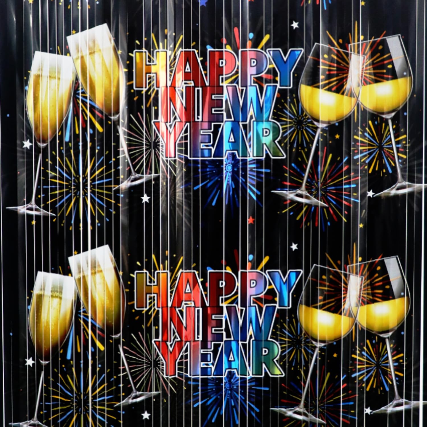 1 PCS Foil Curtain Backdrop Metallic Tinsel New Year Party Photo Booth Prop