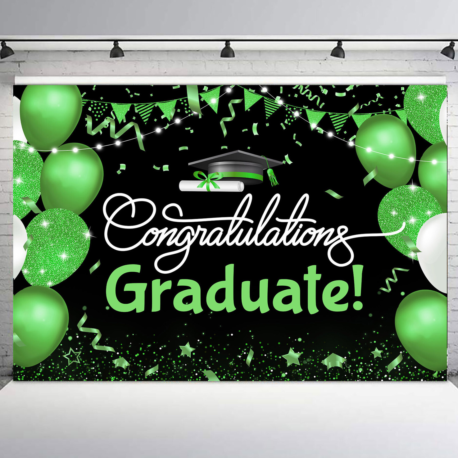 10x8ft Balloon Black and Gold 2024 Graduation Photo Background Studio Props