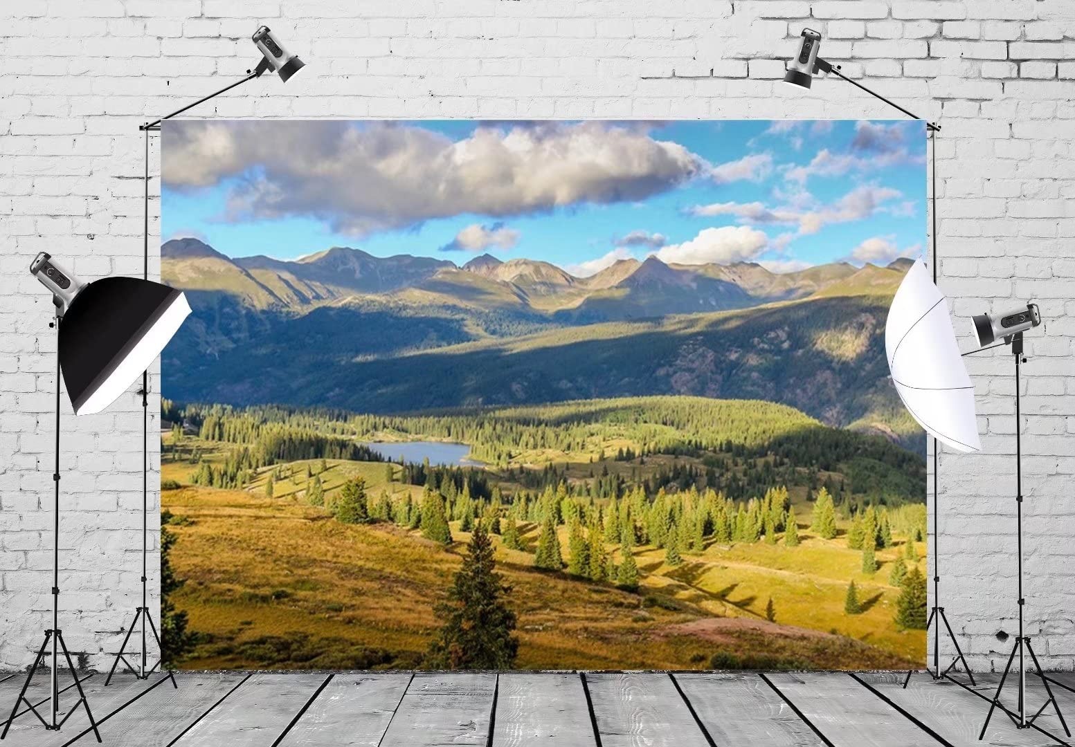 BELECO 7x5ft Soft Fabric Colorado Mountains Lake Backdrop 7x5FT, Mountain-26