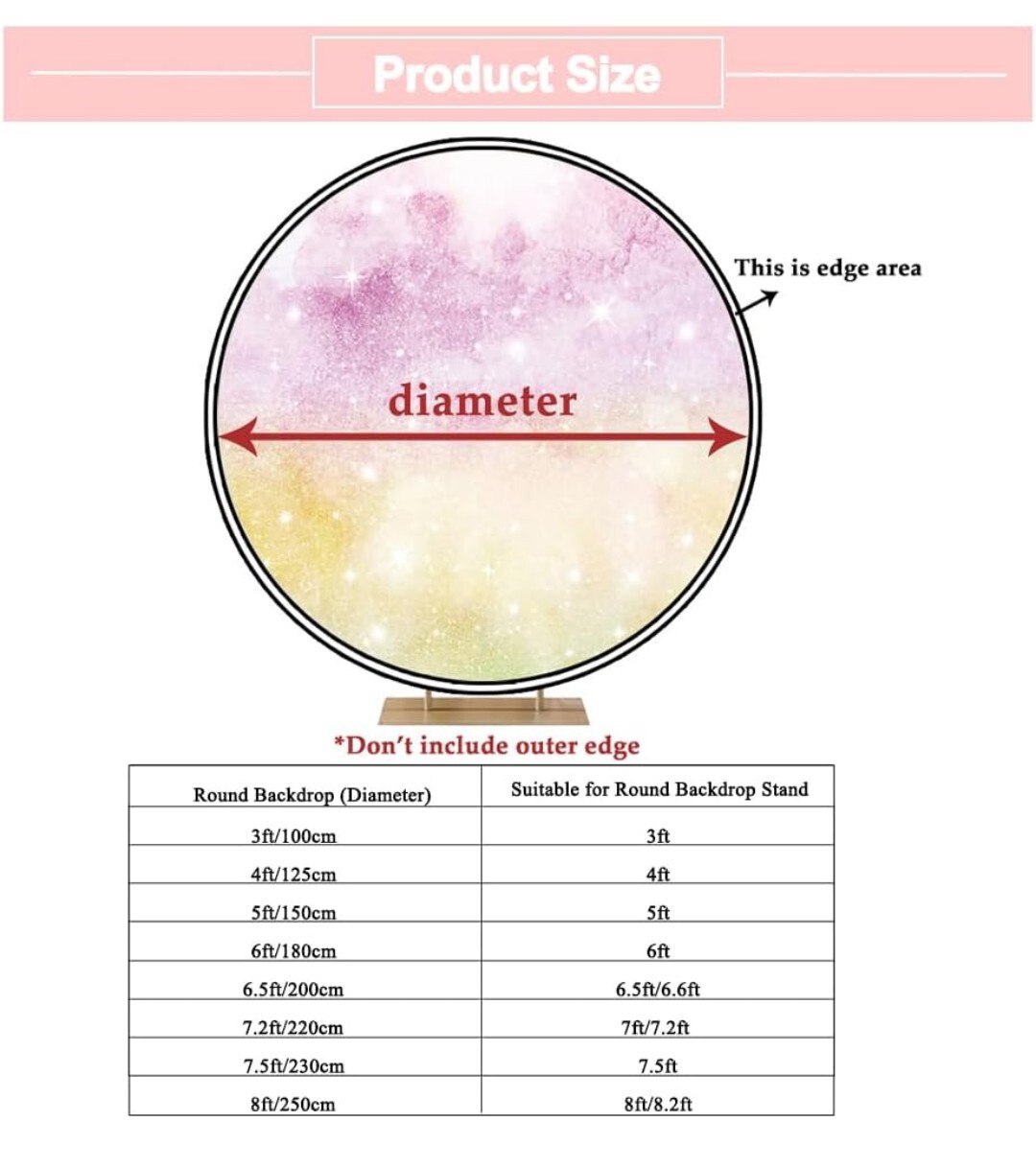 7x7ft Round Backdrop Cover Hot Pink Glitter Sequins Drippy Circle Photo Backgrou