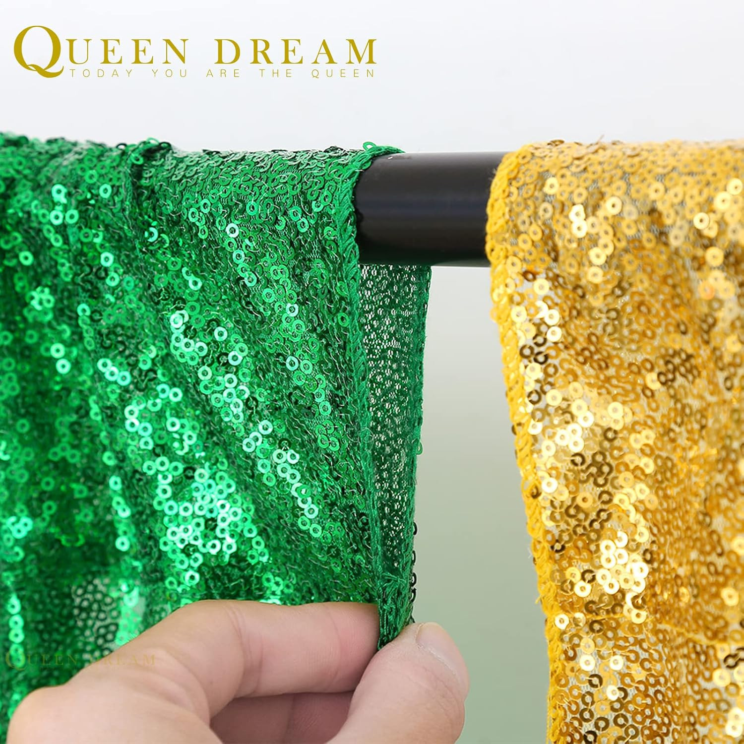 7ft x 7ft Green Sequin Backdrop Curtain Party Backdrop Curtain for Sparkly Birth