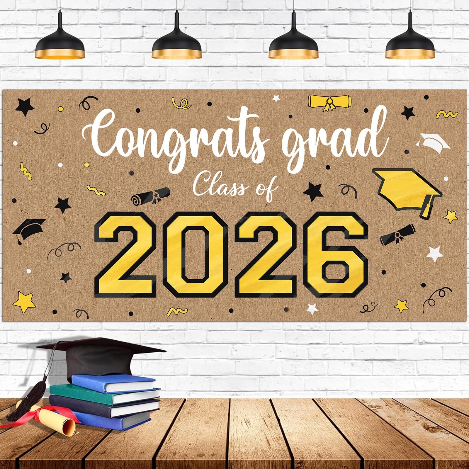 Kraft Paper Graduation Banner, 62″ x 31″ Large Congratulations Graduate Party…