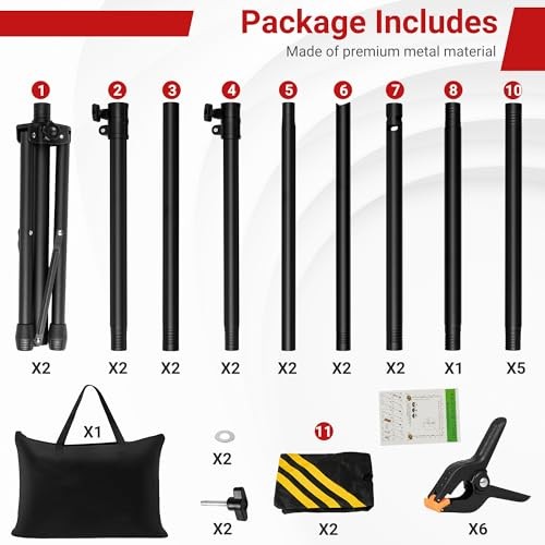 Backdrop Stand, Adjustable 10×7.5 FT Background Stand Backdrop 10×7.5ft Black