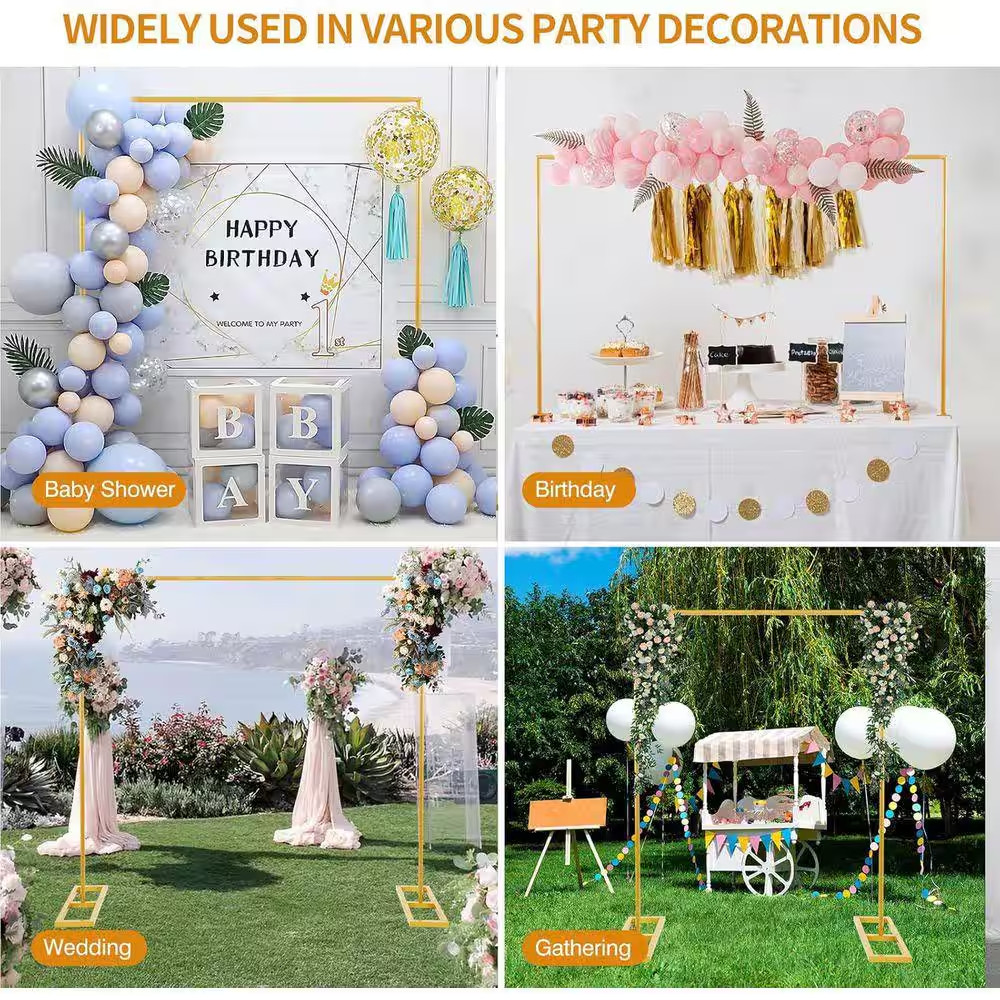 Adjustable Metal Backdrop Stand 8.2 Ft. Heavy Duty Wedding Arch Frame with Clamp