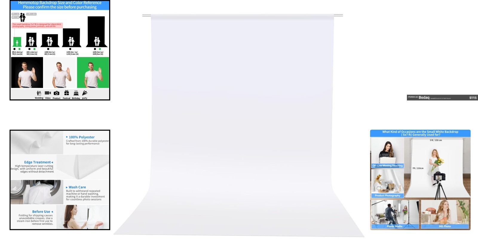 5×7 ft White Backdrop for Versatile Photoshoots & Projector Use