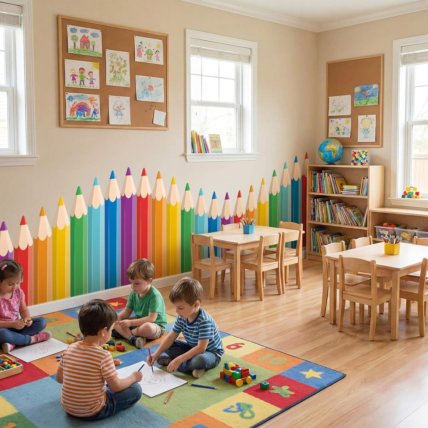 9.8 Ft Colorful Pencil Classroom Wall Decor Fabric Back to School Classroom Wall