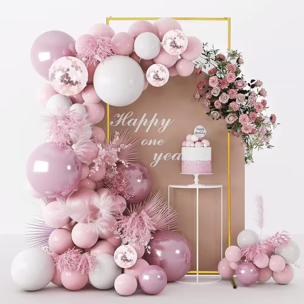 Metal Wedding Arch Arbor Backdrop Stand 6.6 X 3.3Ft. Gold Square Frame for Party