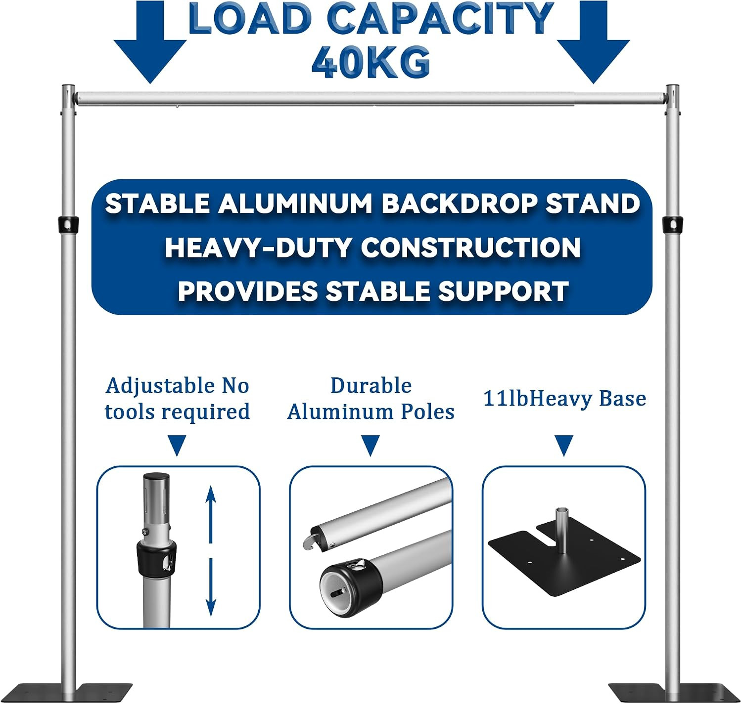 Heavy Duty Backdrop Stand, Adjustable Metal Pipe and Drape Stand for Photography