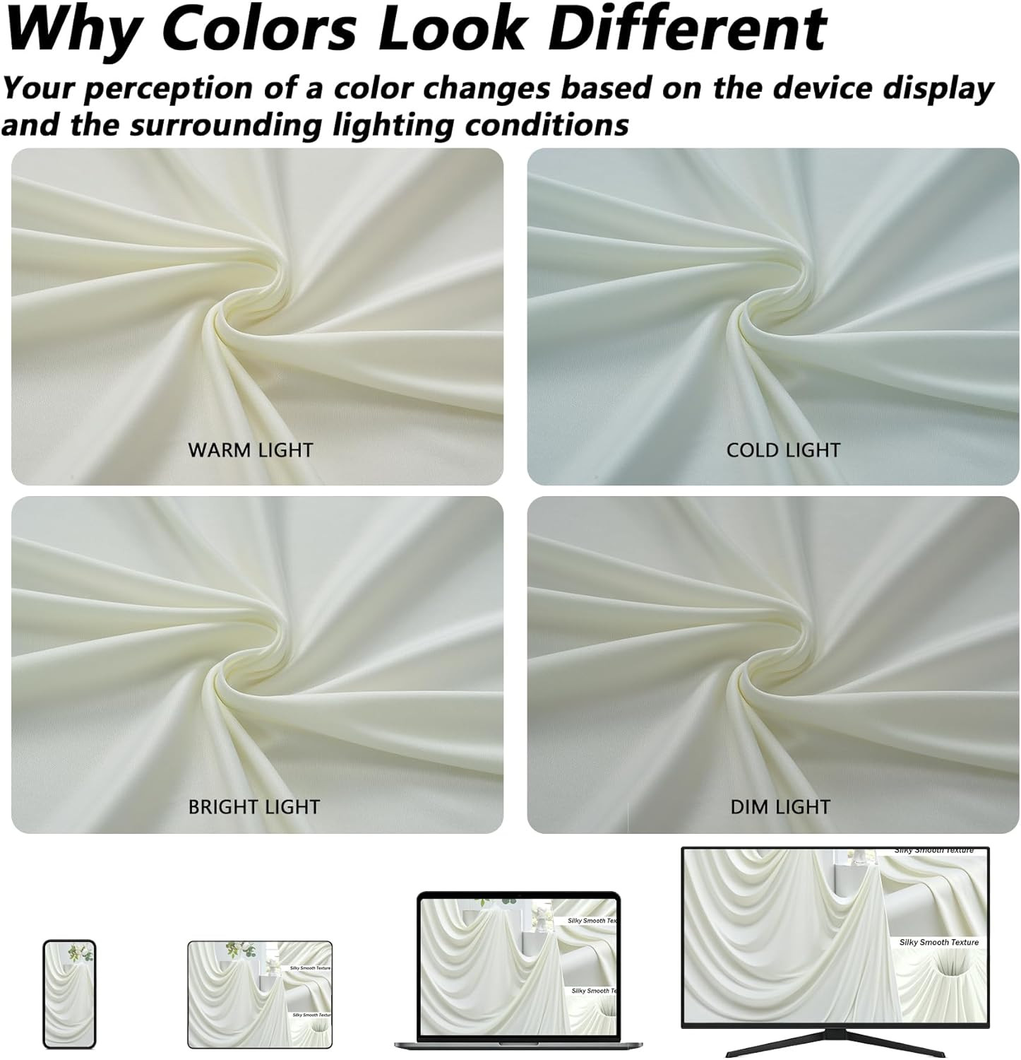 20Ft×12Ft Ivory Backdrop Curtain for Wedding Parties, 4 Panels Wrinkle Free Poly