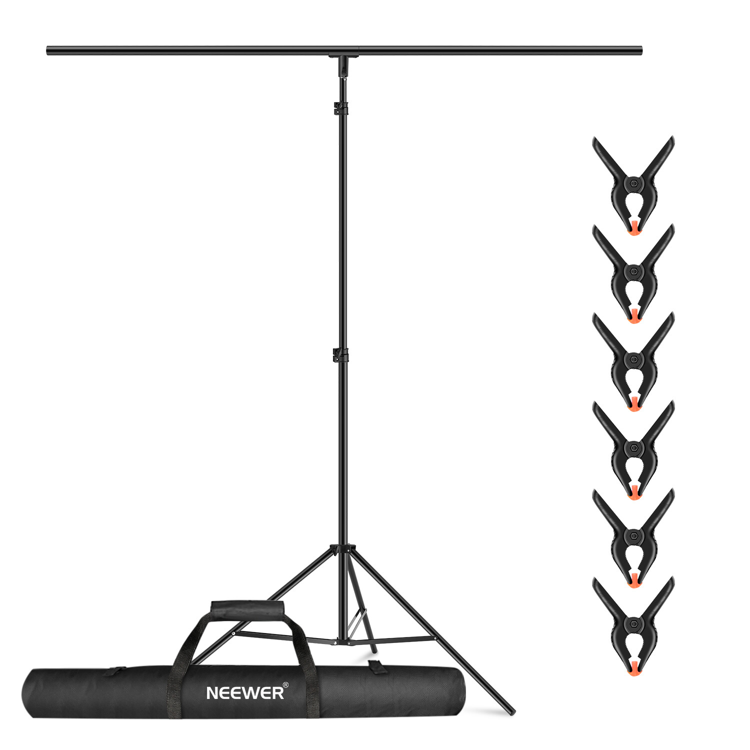 Neewer T-Shape Background Backdrop Support Stand Kit 8.5ft with 4 Spring Clamps