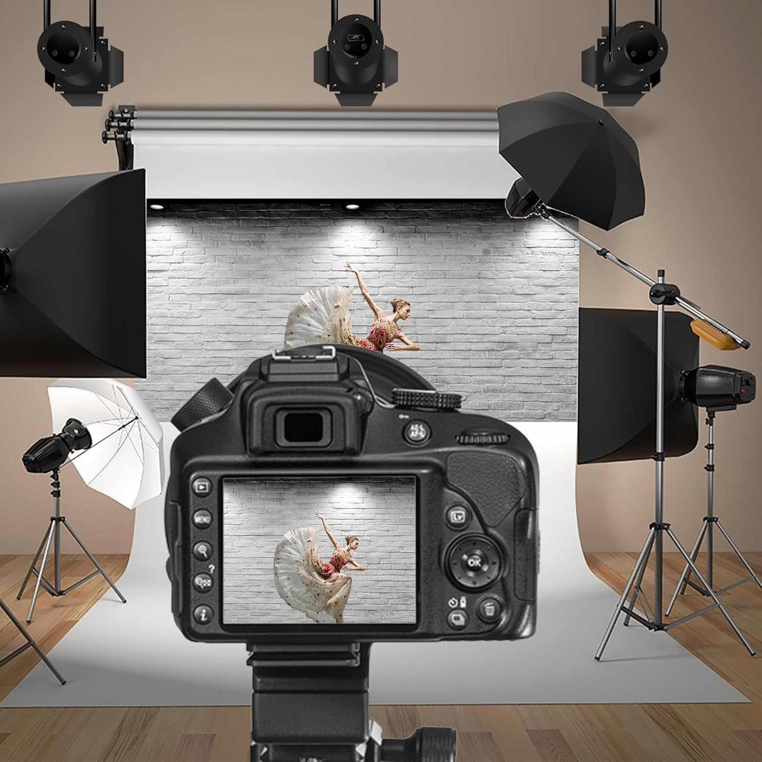 Vinyl 15X10Ft Backdrop Photography Background White Brick Wall Computer-Print Se