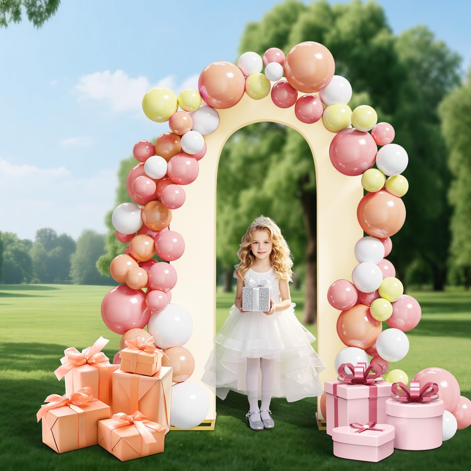 7.2FT Spandex Open Arch Backdrop Cover，U-Shaped 2-Sided Backdrop Cover，Round …