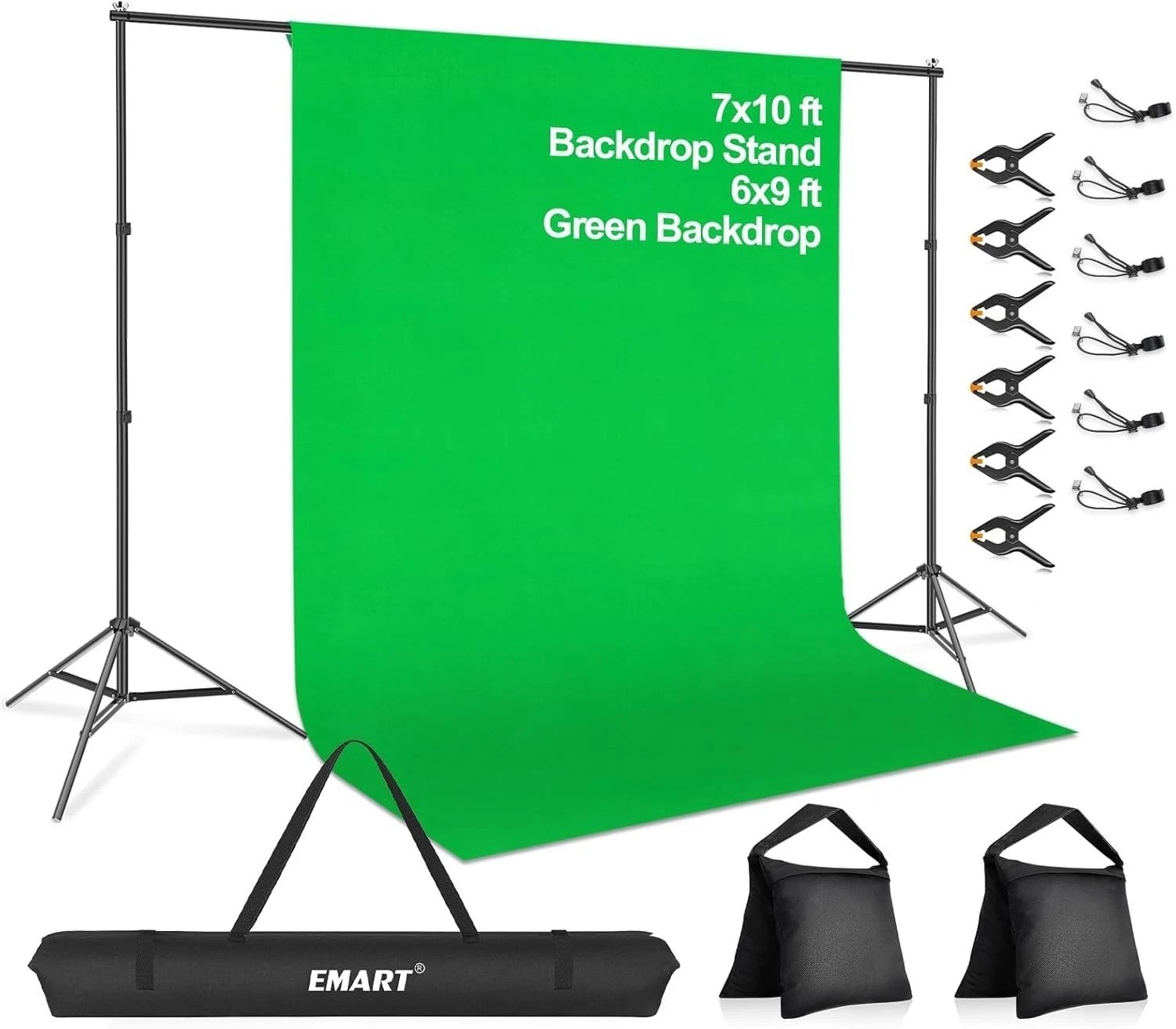 Portable 7x10ft Green Screen Backdrop with Clamp & Carry Bag for Easy Transport