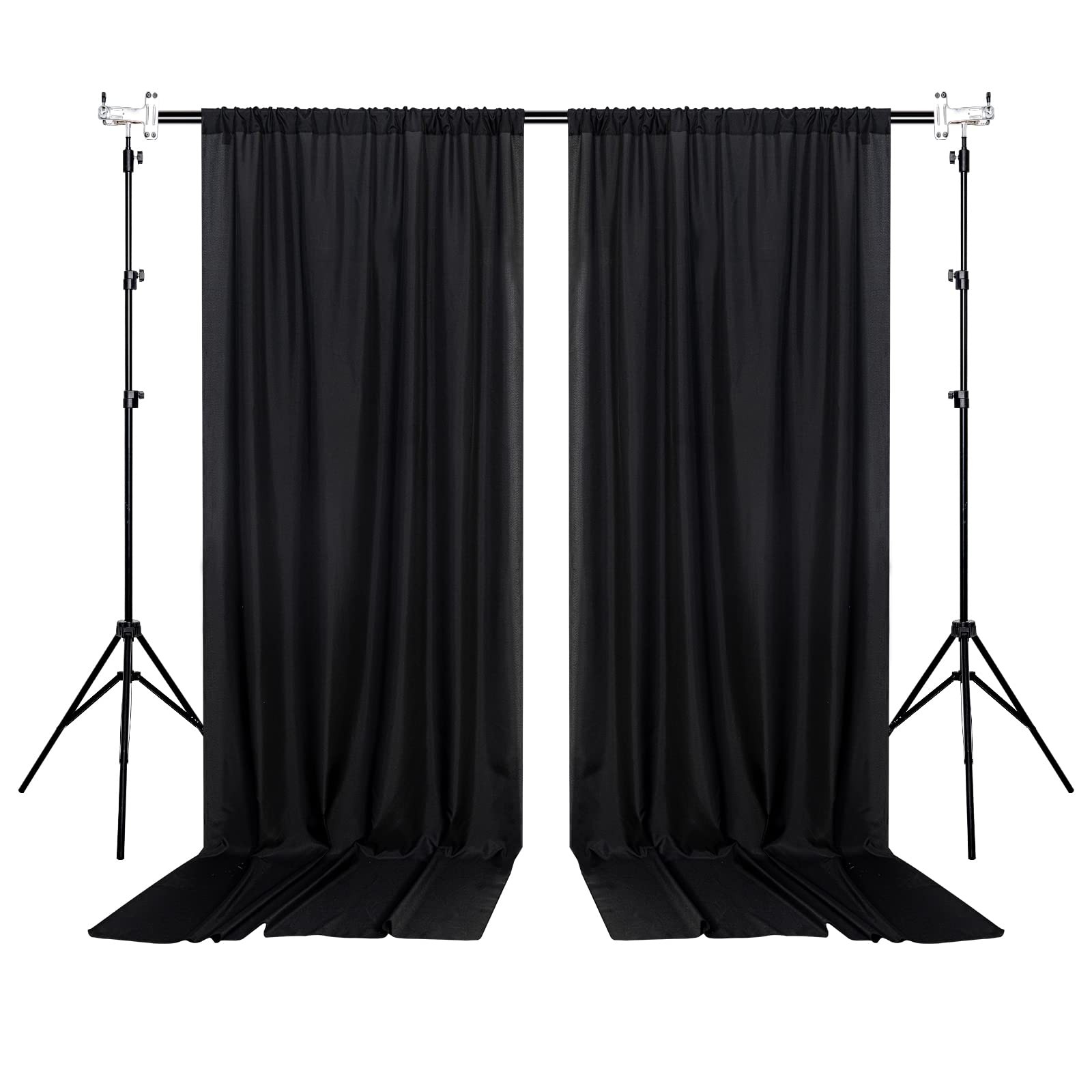 2 Panels 5ft x 8ft Black Backdrop Curtain, Rod Pocket, Birthday, Party, Decor