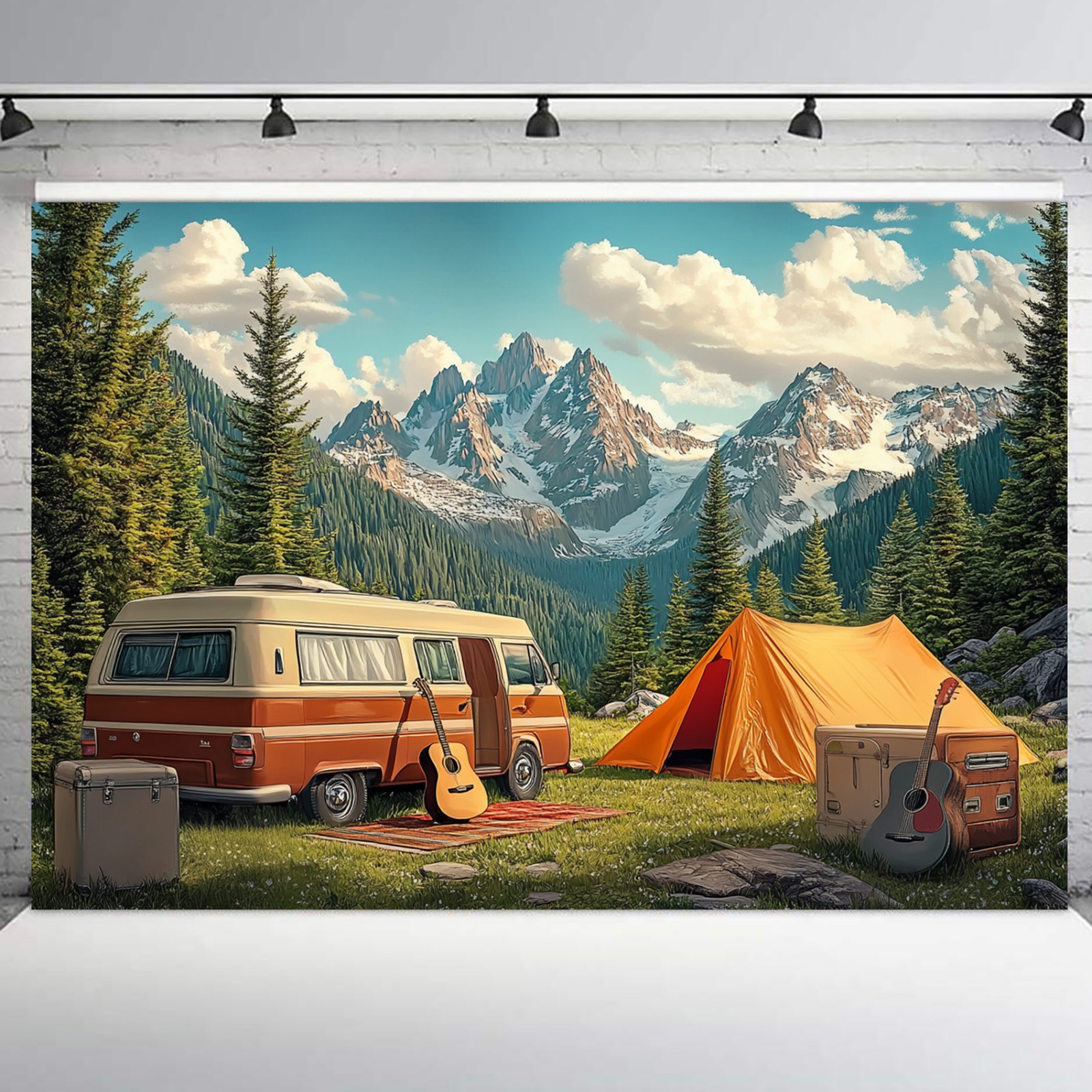 10x8ft Camping Backdrop Outdoor Travel Hiking Party Background for Photography