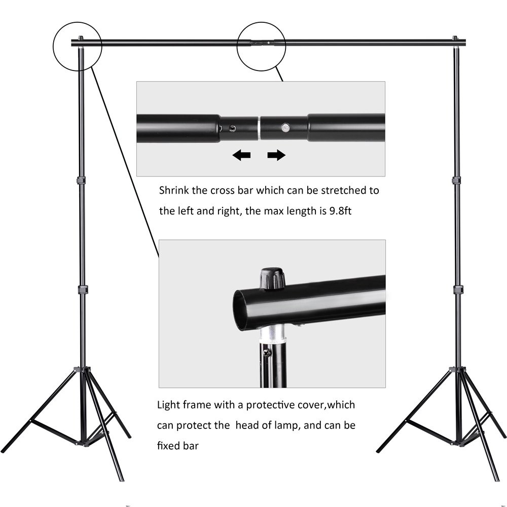 Photo Video Studio 10x7ft(WxH) Adjustable Backdrop Support System Kit Backgro…