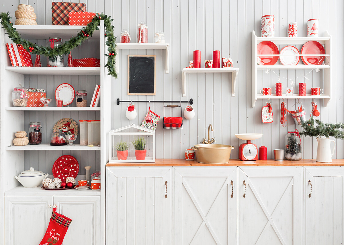 7X5FT Rustic Wood Wall Snow Kitchen Xmas Photo Background Vinyl Backdrop