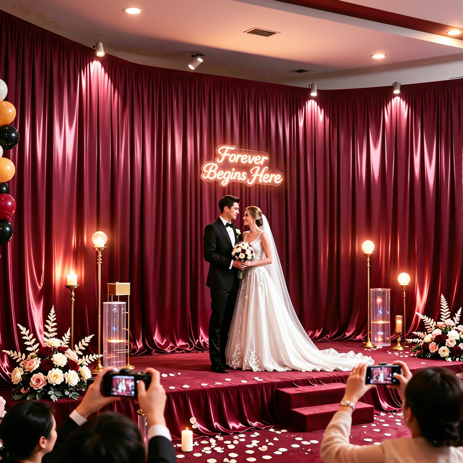 40x10ft Burgundy Glitter Backdrop Curtain for W5 x H10′(8 Panels),
